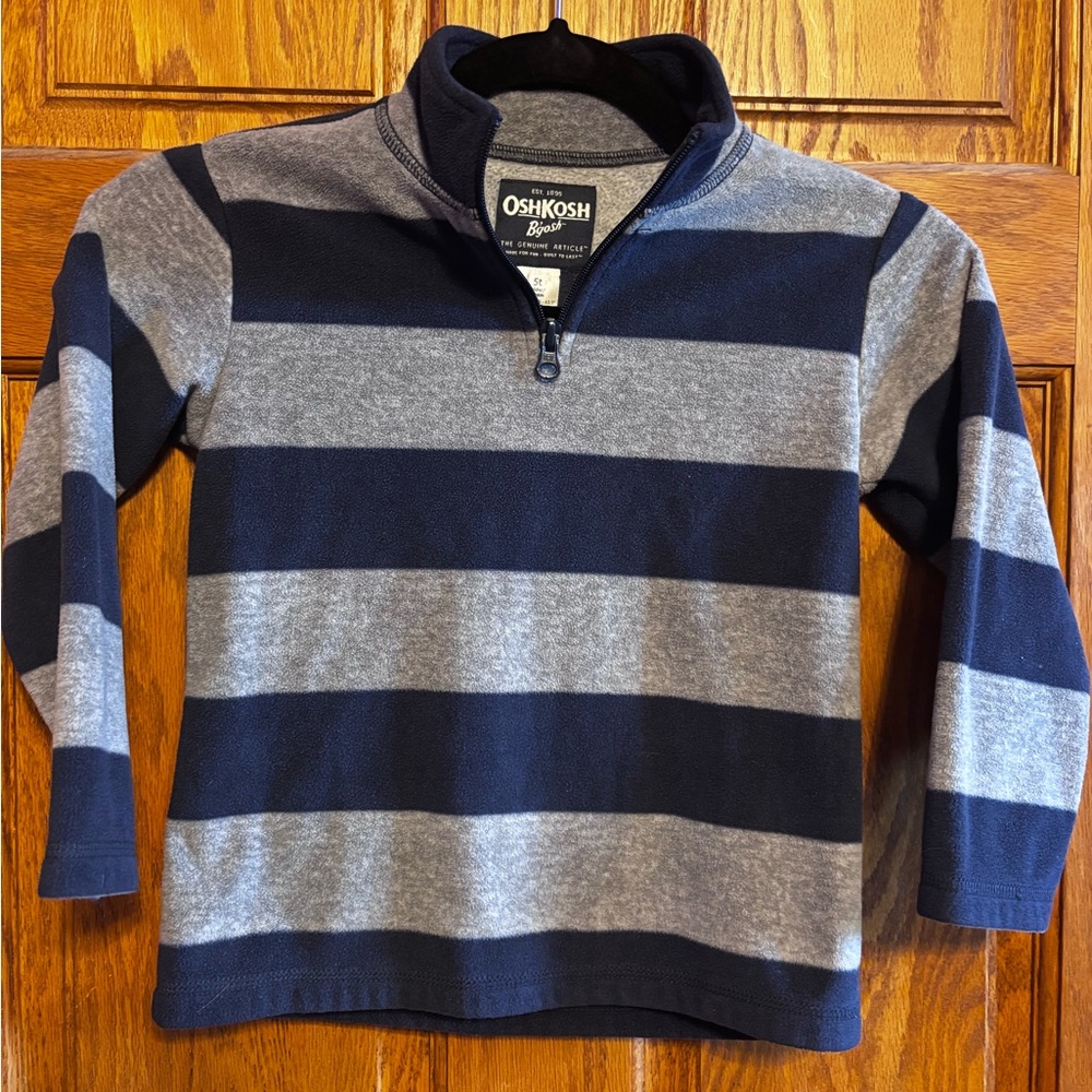 OshKosh B'gosh Navy & Gray Striped Quarter-Zip Pullover
